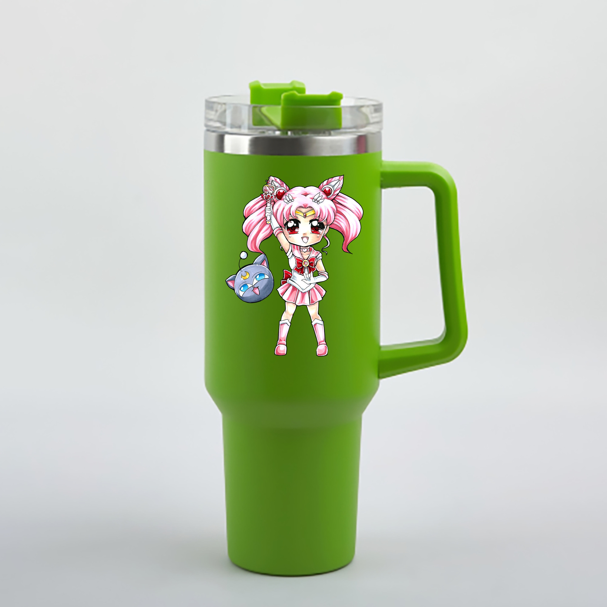 （画像用） 美少女戦士セーラームーン ちびうさ Sailor Moon Chibiusa Tsukino Usagi Small Lady Serenity 1200mL車用タンブラー - クリスタルステッカー（プラスチックストロー付き）